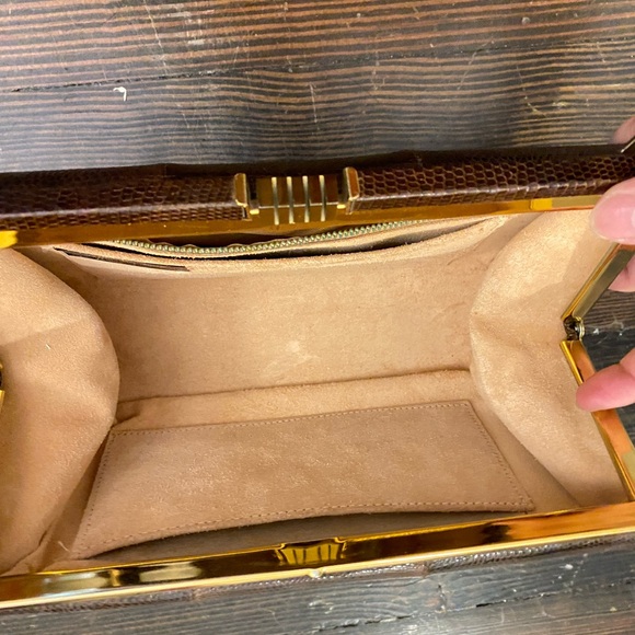 Vintage lizard leather handbag - Picture 6 of 8